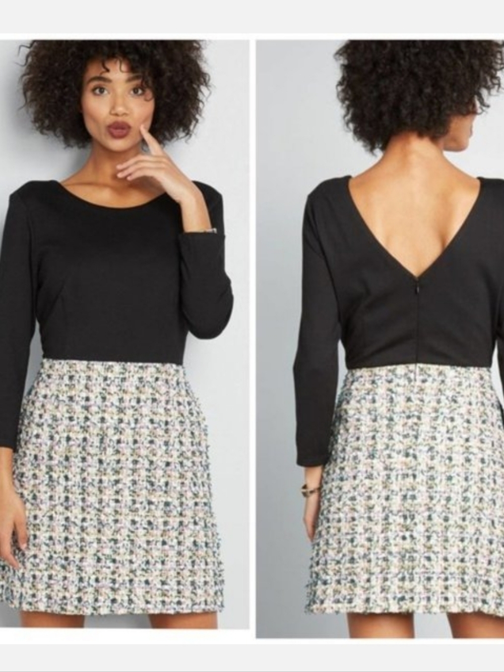 NWT Hutch Anthropologie Modcloth Twofer Women’s Navy Tweed Ponte Midi Dress 18W